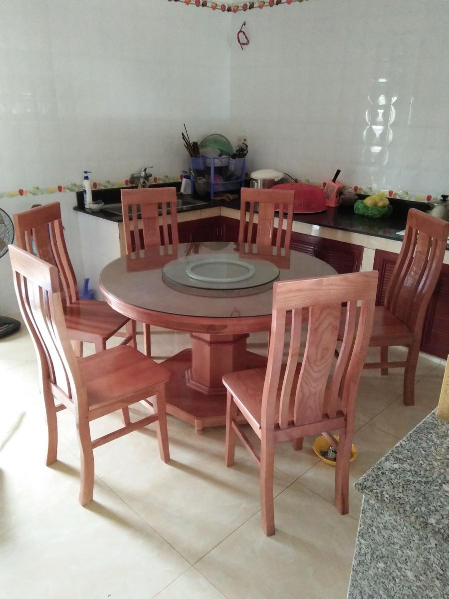 Bộ Bàn Ăn Gỗ Sồi Nga Màu Cánh Dán 8 ghế hải phòng
